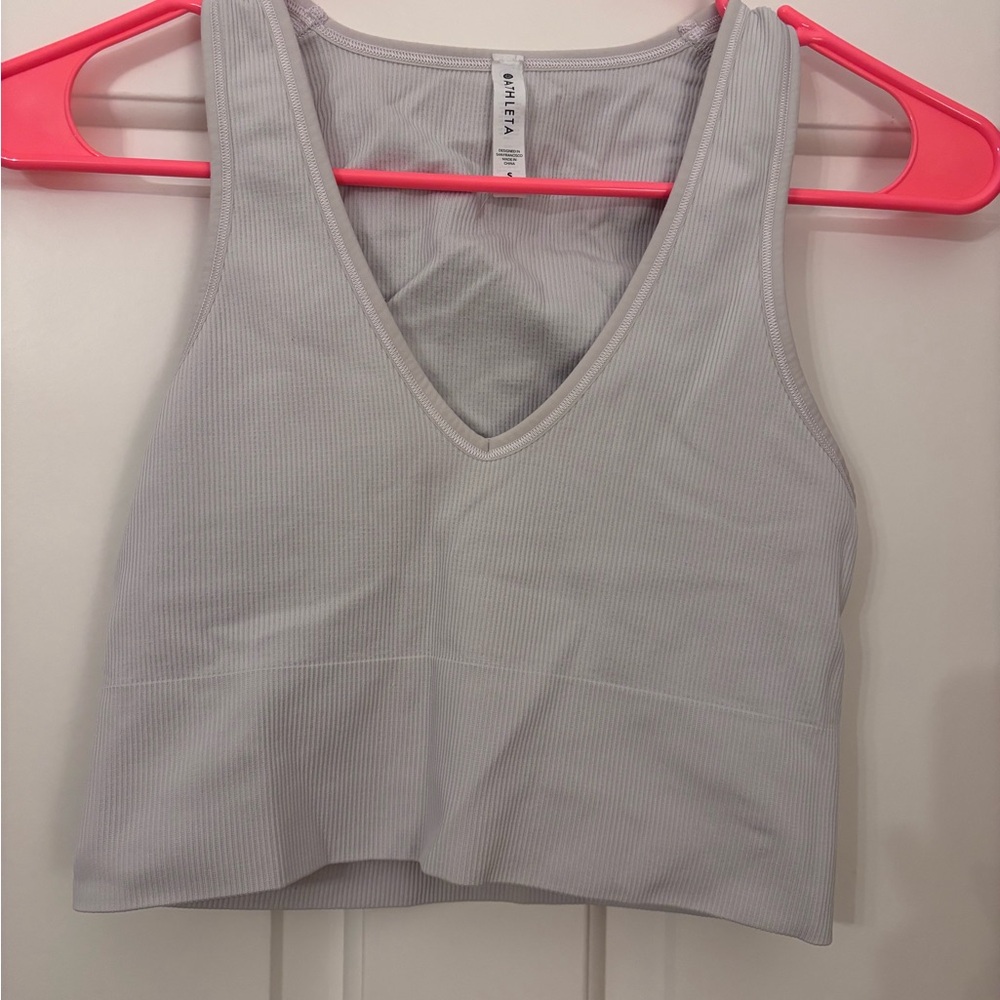 Athleta Light blush Ribbed V-Neck Top